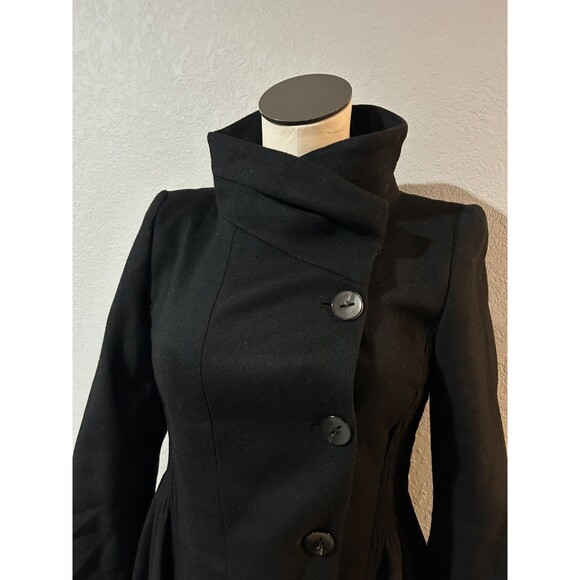 ZARA Women’s Vintage 100% Wool Tailored High Collar Coat size S Elegant Feminine - Picture 2 of 11